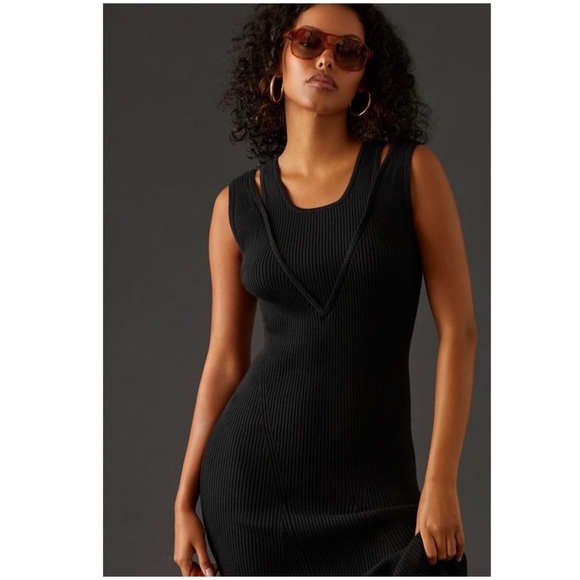 Anthropologie Favorite Daughter The Gemini Dress Midi Black Summer Resort ANTHRO - Picture 3 of 7